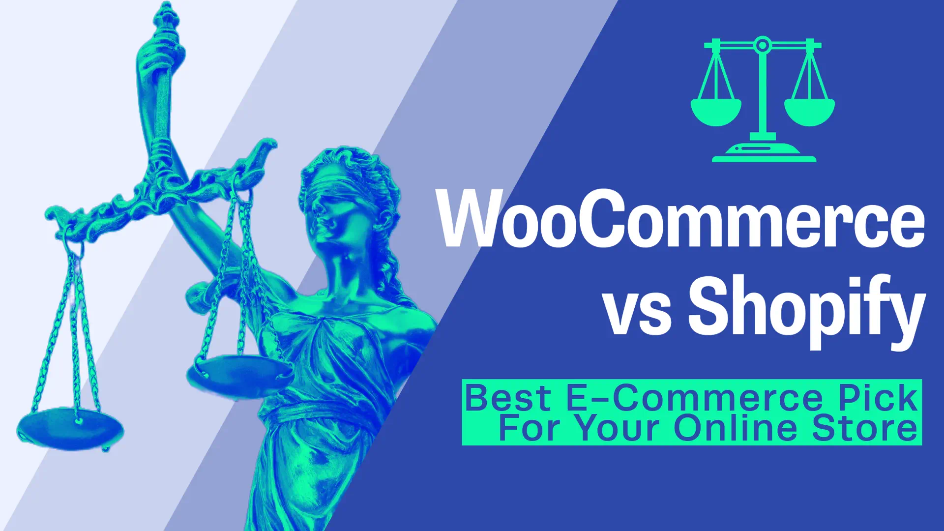 E-commerce comparison: WooCommerce versus Shopify graphic.