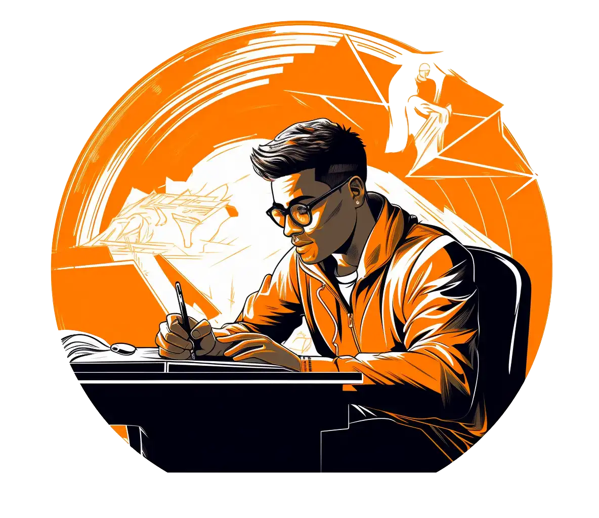 Illustration of person signing up for copywriting service