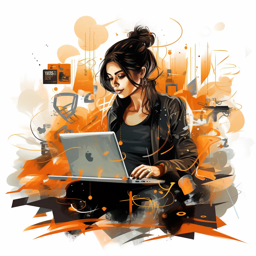 Illustration of young woman celebrating copywriting success