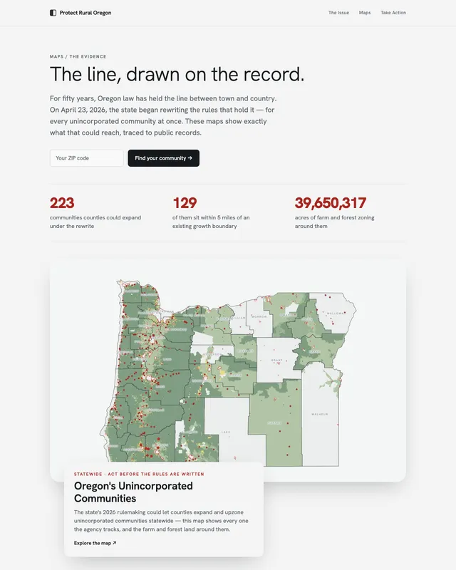 Protect Rural Oregon website
