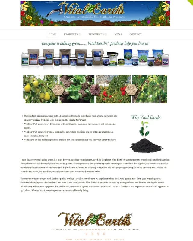 Vital Earth Products website