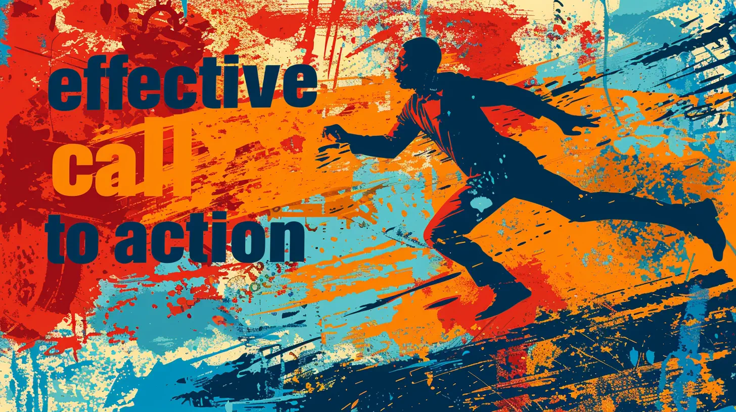 Paint-splatter illustration of a runner in mid-stride beside the words "Effective call to action"