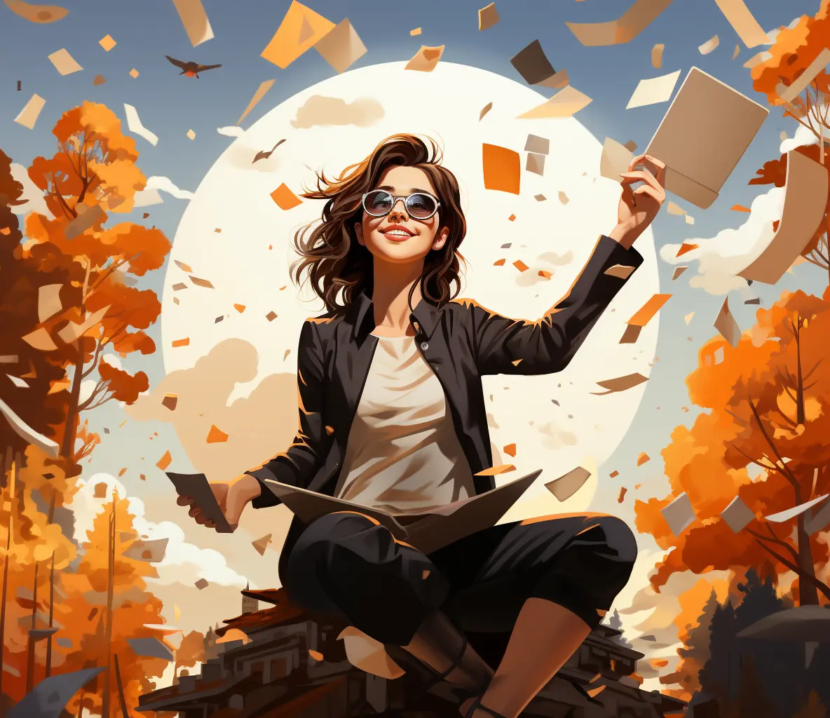 Young woman success illustration