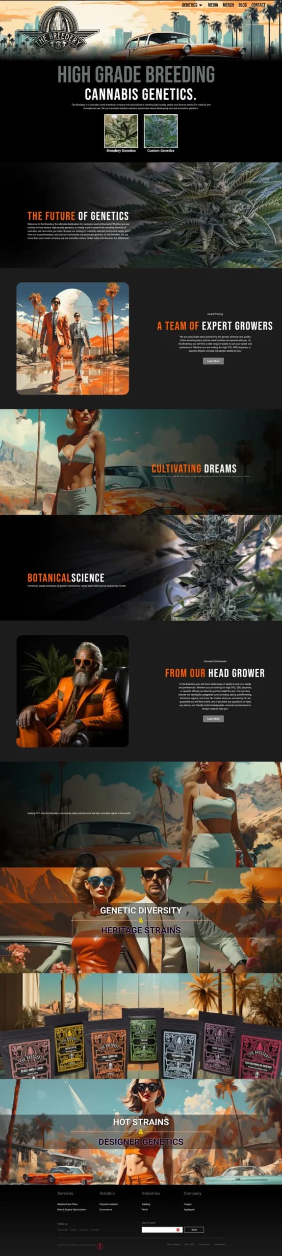 Breedery cannabis genetics and cultivation themed website.