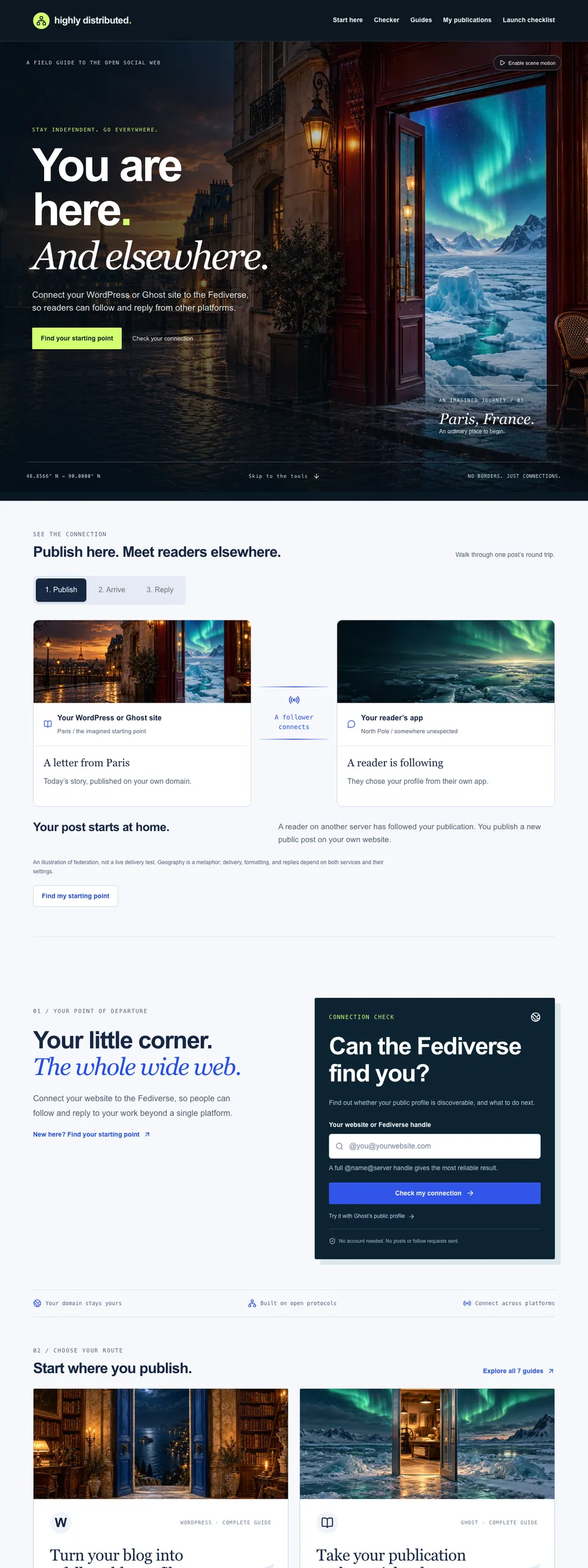 Highly Distributed Fediverse field guide homepage.